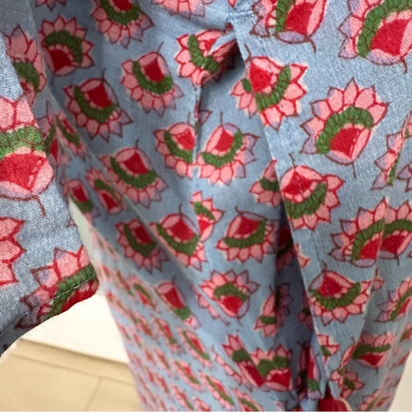 XIRENA Myrah Maxi Dress SZ XS Light Blue Red Lightweight Gauzy Boho GUC - Picture 6 of 10